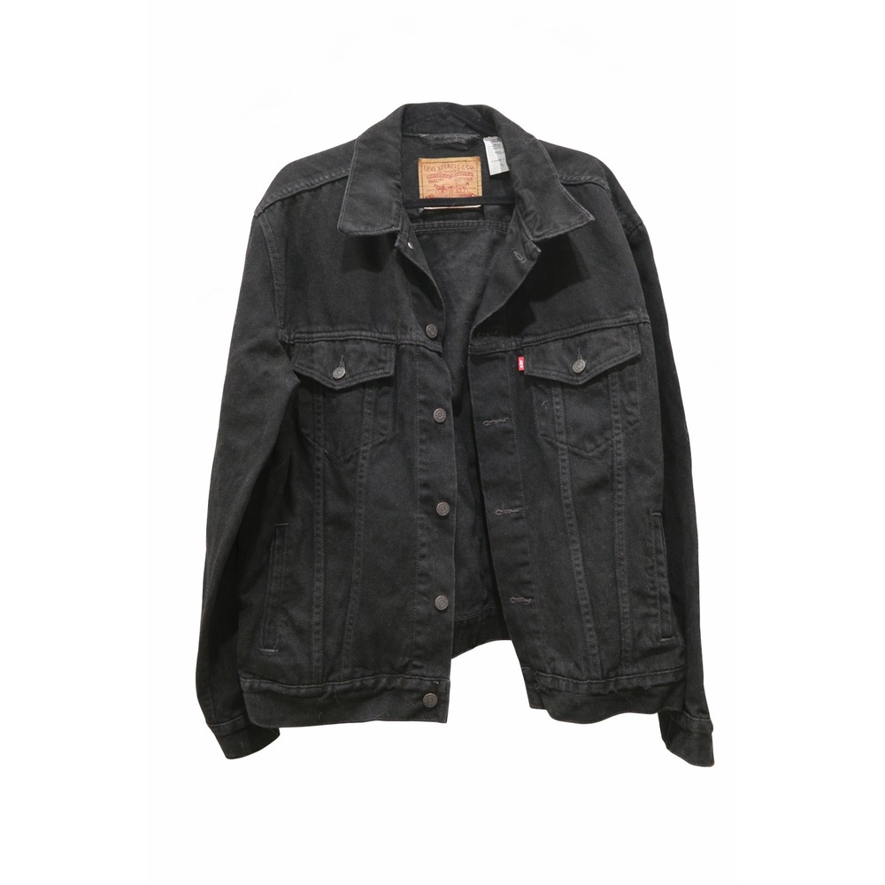 Levi's 70507 Black Denim Trucker Jacket XL Standard Fit Classic Button Jean